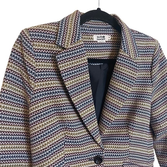Molly Bracken Single Breasted Multicolored Zigzag Design Jacket Blazer Size M - Picture 2 of 11